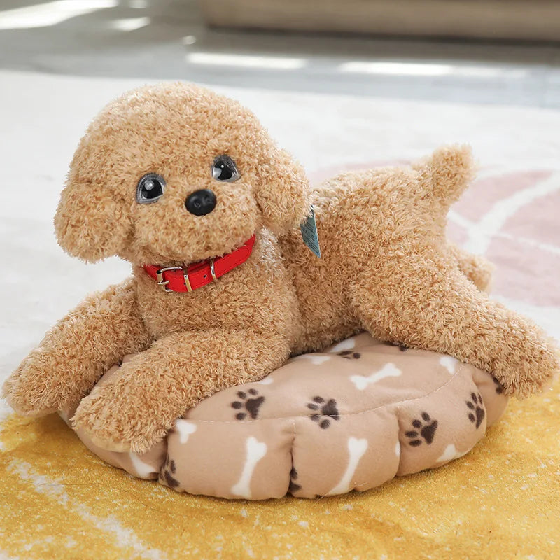 Realistic Teddy Dog Plush Toy – Soft Puppy Stuffed Animal Light brown C