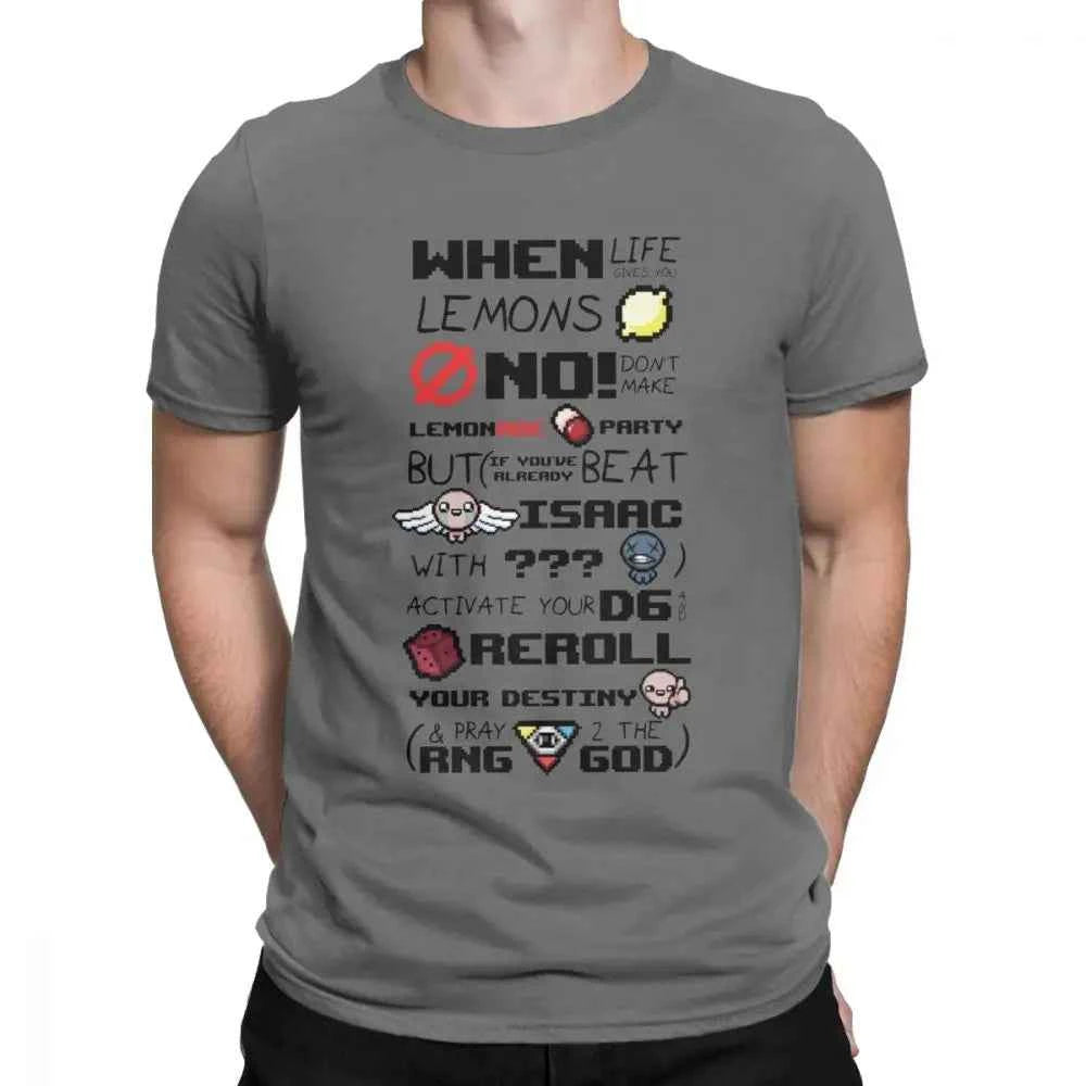 Funny The Binding Of Isaac T Shirts for  Men T Shirts When Life Gives You Lemons  Tee Shirts