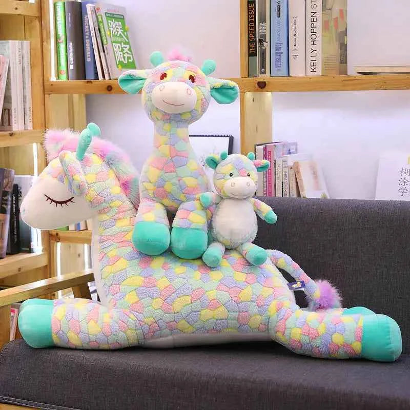 Kawaii Rainbow Sika Deer Plush Toy – Cute Giant Deer Stuffed Animal Pillow