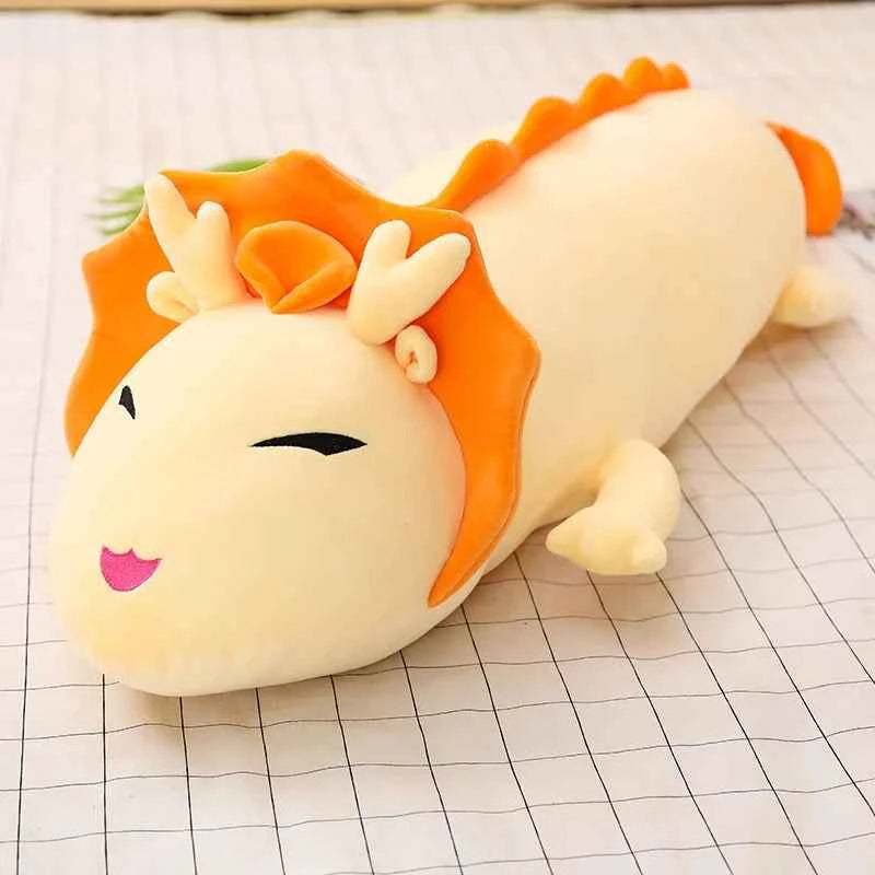 Cute Dragon Plush Toy 90-150cm Soft White Long Pillow Three Colors Dinosaur Stuffed Sleeping Cushion Gift Cartoon YELLOW