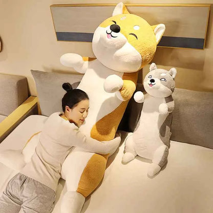 Giant Standing Dog Plush Toy – Cute Shiba Inu & Husky Stuffed Animal Body Pillow