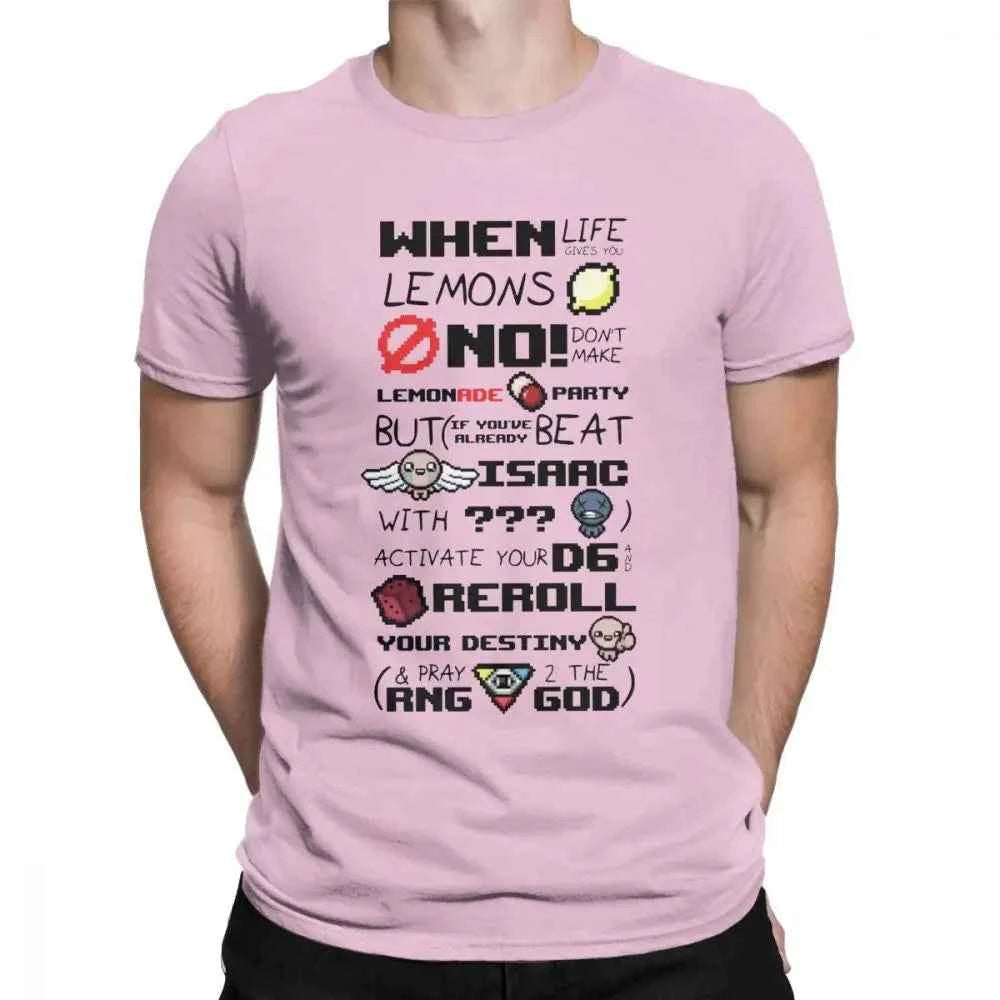 Funny The Binding Of Isaac T Shirts for  Men T Shirts When Life Gives You Lemons  Tee Shirts