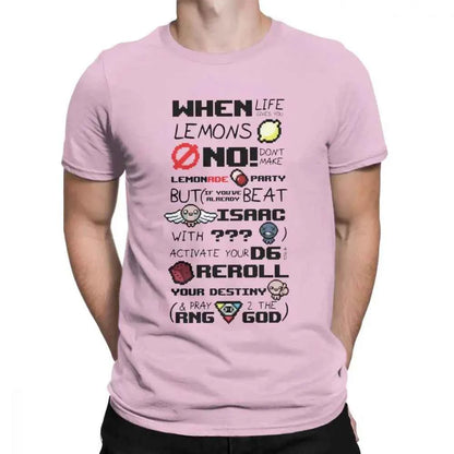 Funny The Binding Of Isaac T Shirts for  Men T Shirts When Life Gives You Lemons  Tee Shirts