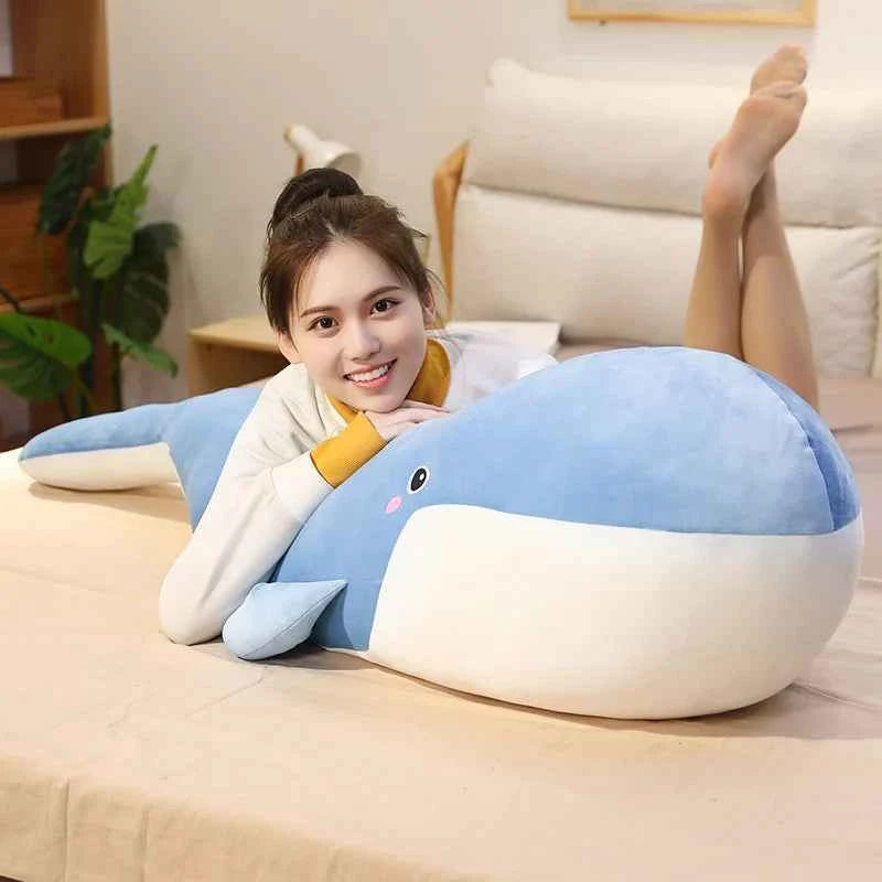 Giant Blue Whale Plush Toy (19.7-59.1 in) - Soft Sea Animal Stuffed Doll Birthday Gift