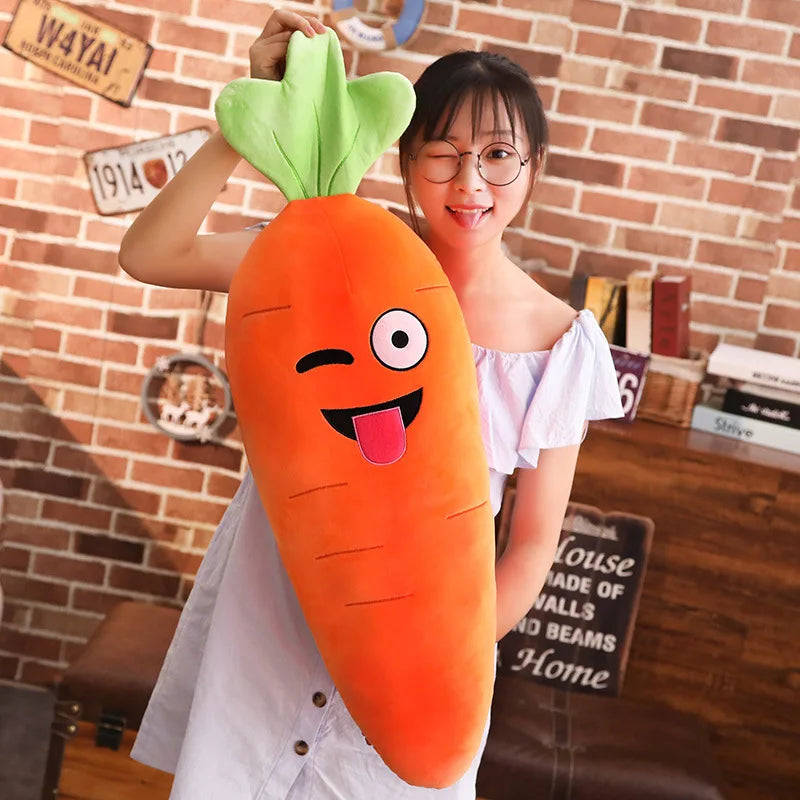 Smile Carrot Plush Pillow – Cute Vegetable Stuffed Toy