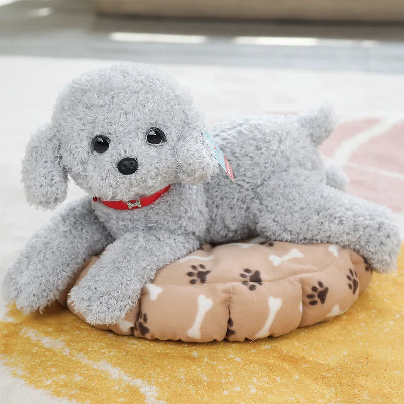 Realistic Teddy Dog Plush Toy – Soft Puppy Stuffed Animal Gray
