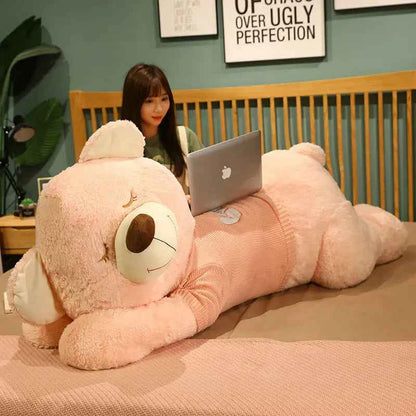 Giant Lying Sweater Bear Plush Toy (31.5/39.4 in) - Soft Stuffed Pillow Xmas Gift