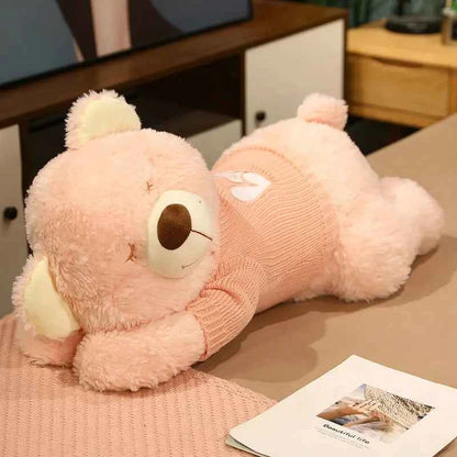 Giant Lying Sweater Bear Plush Toy (31.5/39.4 in) - Soft Stuffed Pillow Xmas Gift