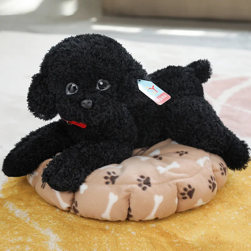 Realistic Teddy Dog Plush Toy – Soft Puppy Stuffed Animal Black