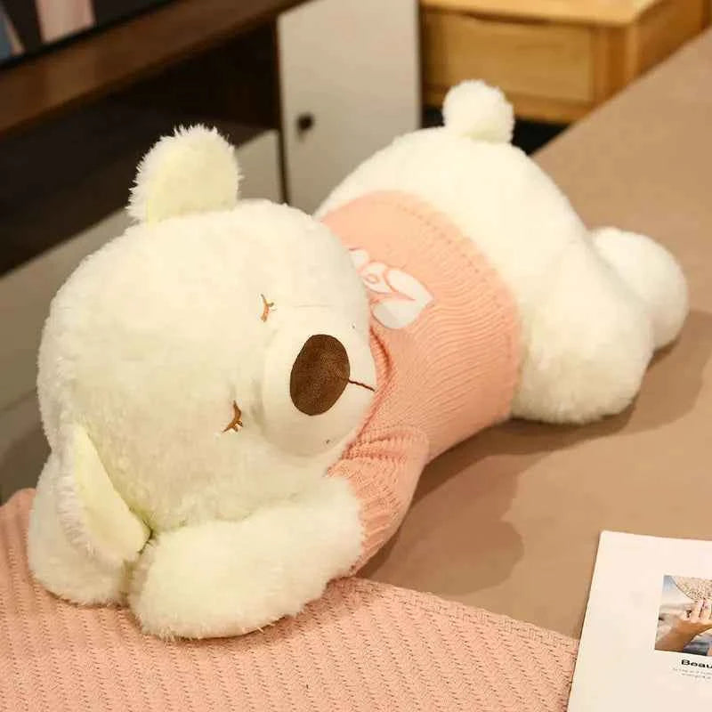 Giant Lying Sweater Bear Plush Toy (31.5/39.4 in) - Soft Stuffed Pillow Xmas Gift