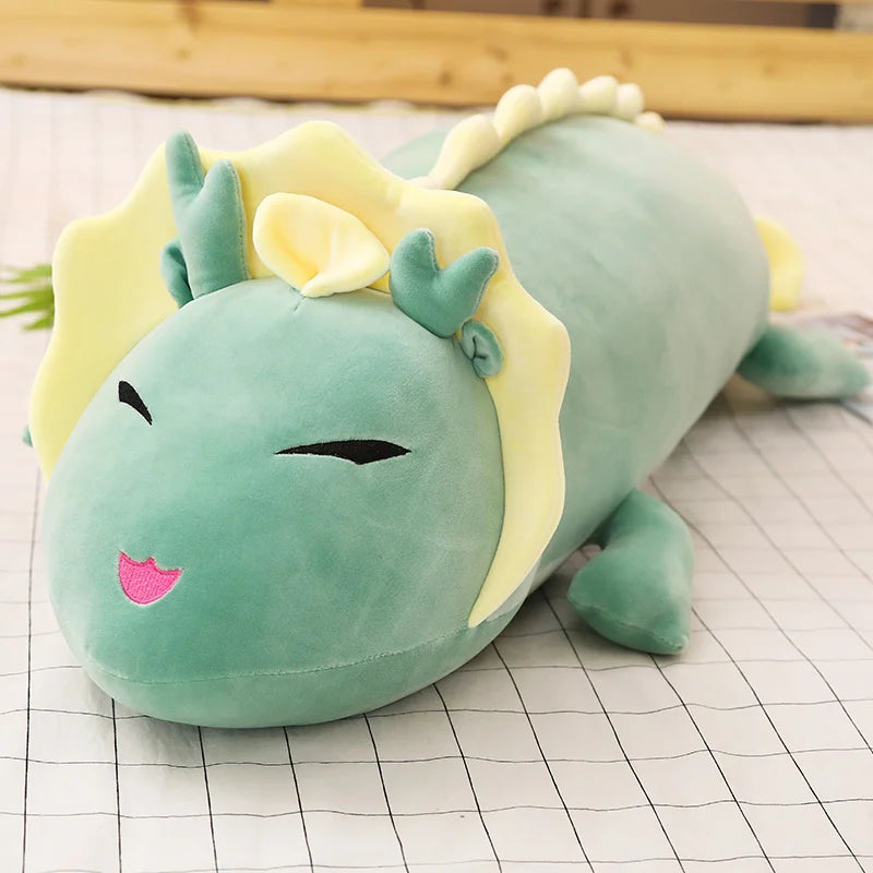 Cute Dragon Plush Toy 90-150cm Soft White Long Pillow Three Colors Dinosaur Stuffed Sleeping Cushion Gift Cartoon green
