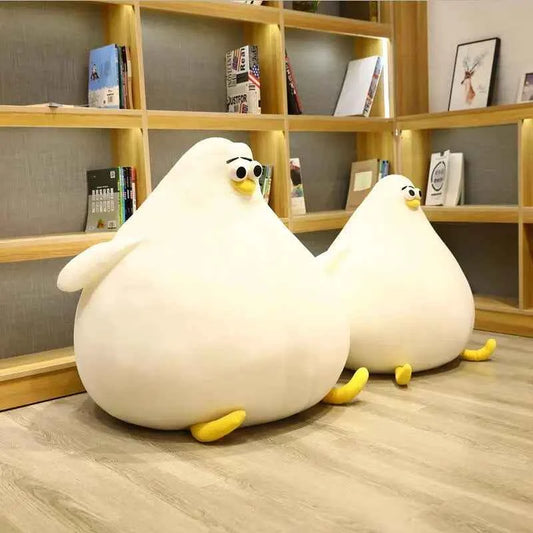 Giant Round Penguin Plush Pillow – Soft Fluffy Stuffed Animal White