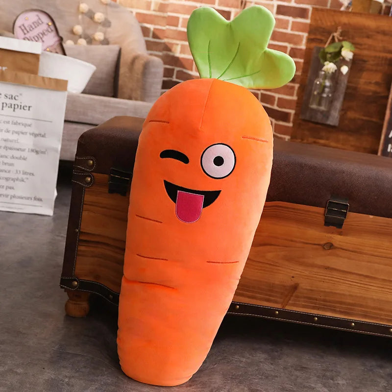 Smile Carrot Plush Pillow – Cute Vegetable Stuffed Toy