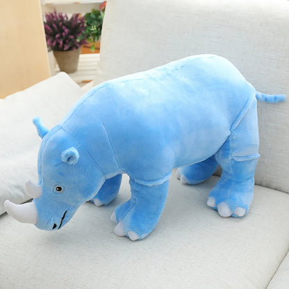 Plush Rhinoceros Stuffed Animal – Super Soft Kawaii Rhino Pillow Toy Blue