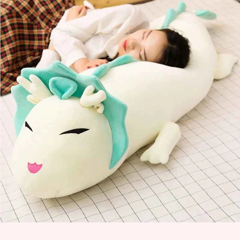 Cute Dragon Plush Toy 90-150cm Soft White Long Pillow Three Colors Dinosaur Stuffed Sleeping Cushion Gift Cartoon