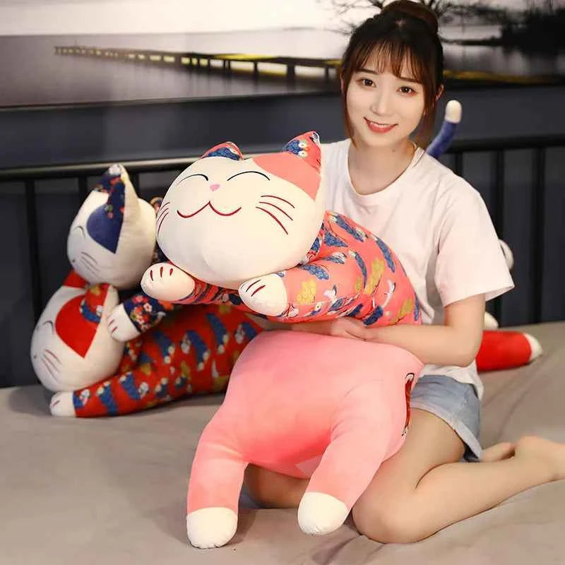 Giant Lying Cat Plush Toy – Kawaii Long Cat Body Pillow Stuffed Animal