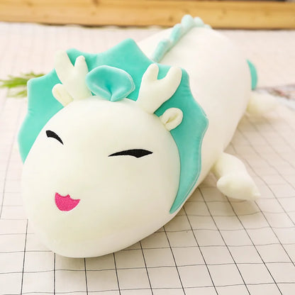 Cute Dragon Plush Toy 90-150cm Soft White Long Pillow Three Colors Dinosaur Stuffed Sleeping Cushion Gift Cartoon WHITE