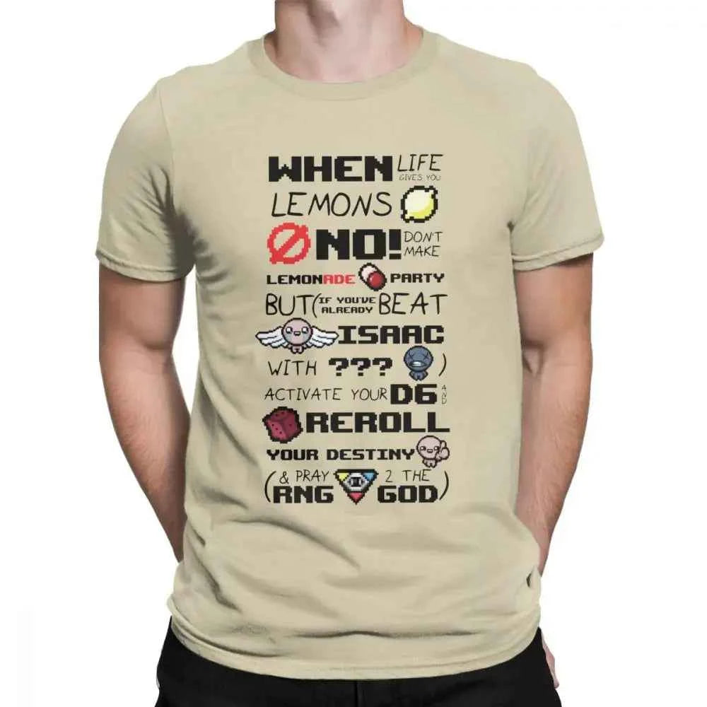 Funny The Binding Of Isaac T Shirts for  Men T Shirts When Life Gives You Lemons  Tee Shirts