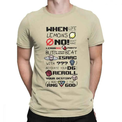 Funny The Binding Of Isaac T Shirts for  Men T Shirts When Life Gives You Lemons  Tee Shirts