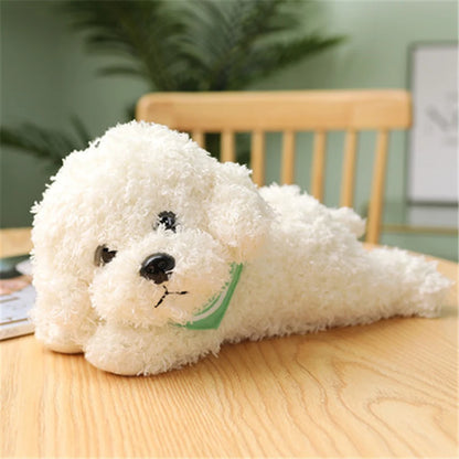 Realistic Teddy Dog Plush Toy – Soft Puppy Stuffed Animal White B