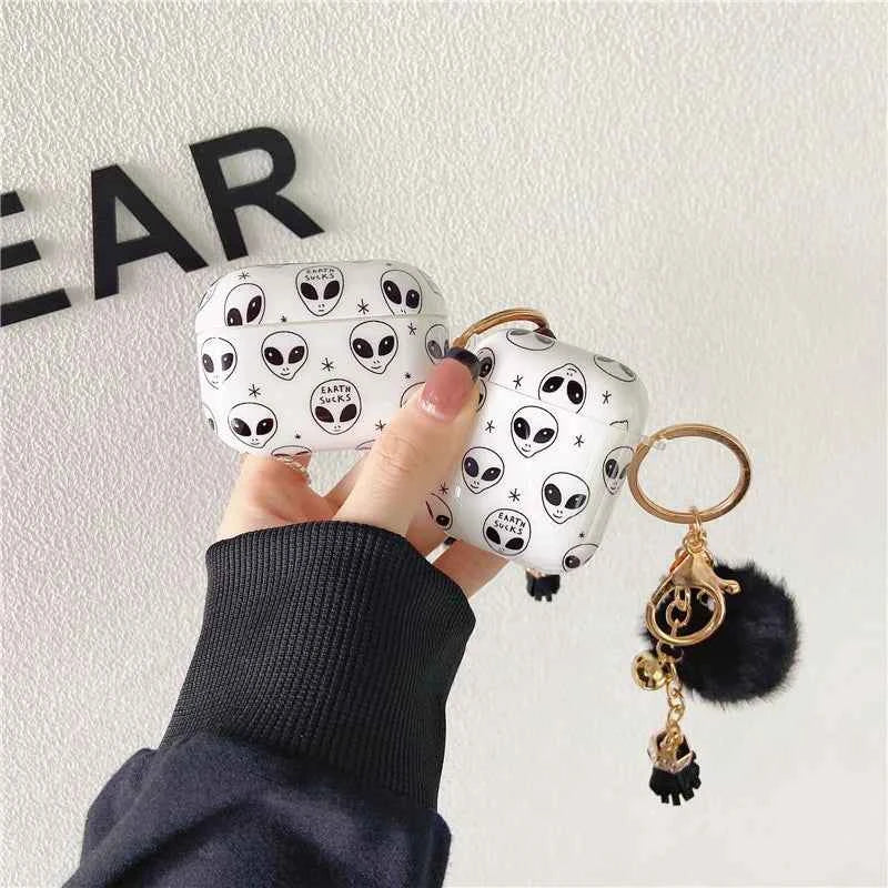 Luxury Case for Airpods pro 2nd Kawaii Alien Airpods3 2 1 Cute Protector with Hairball for Pink Leopard AirPods Pro 2 generation
