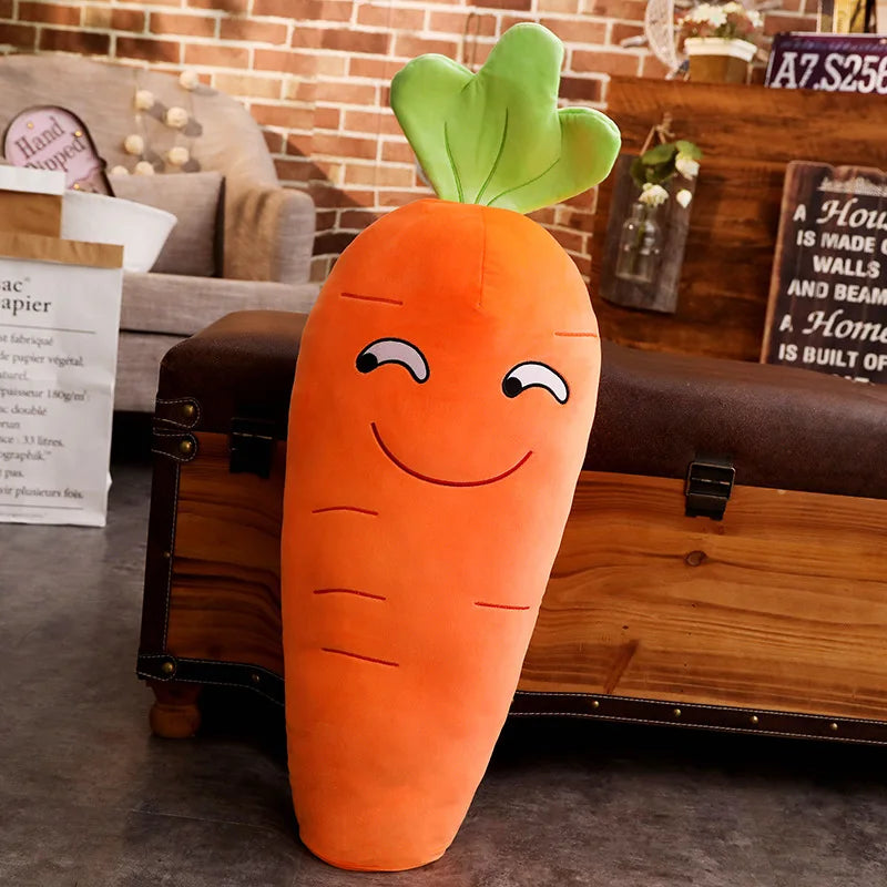 Smile Carrot Plush Pillow – Cute Vegetable Stuffed Toy
