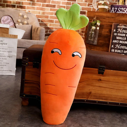 Smile Carrot Plush Pillow – Cute Vegetable Stuffed Toy