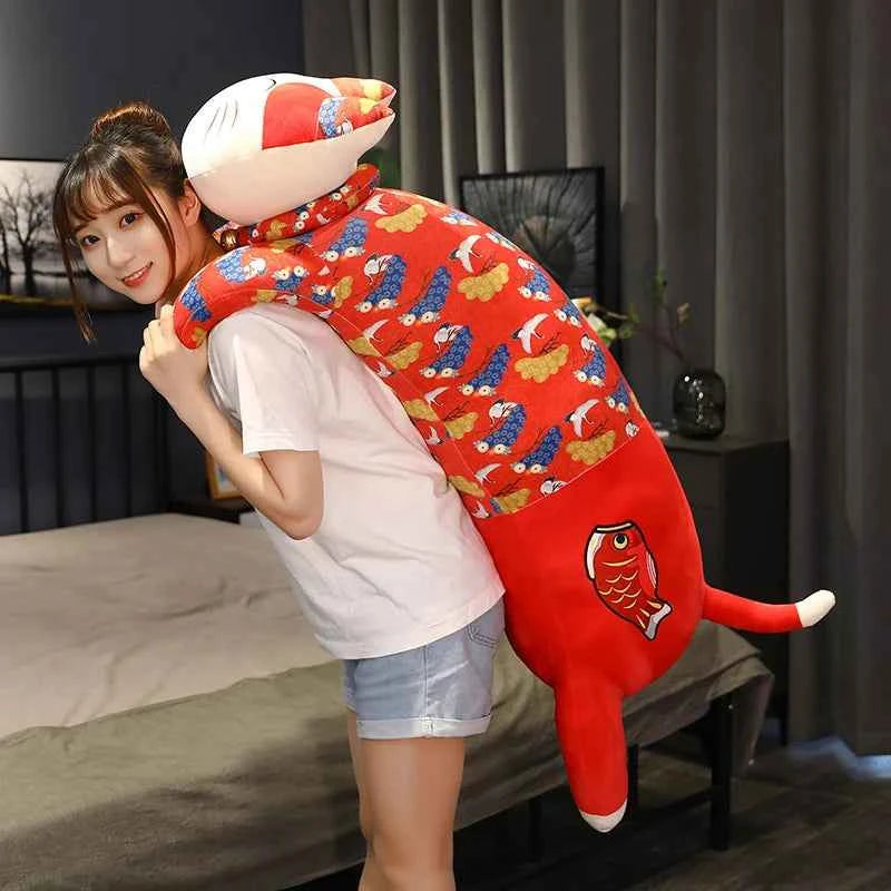 Giant Lying Cat Plush Toy – Kawaii Long Cat Body Pillow Stuffed Animal