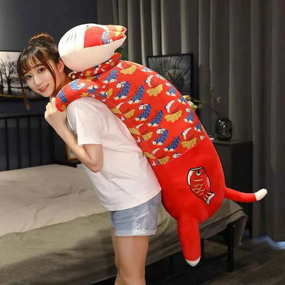 Giant Lying Cat Plush Toy – Kawaii Long Cat Body Pillow Stuffed Animal
