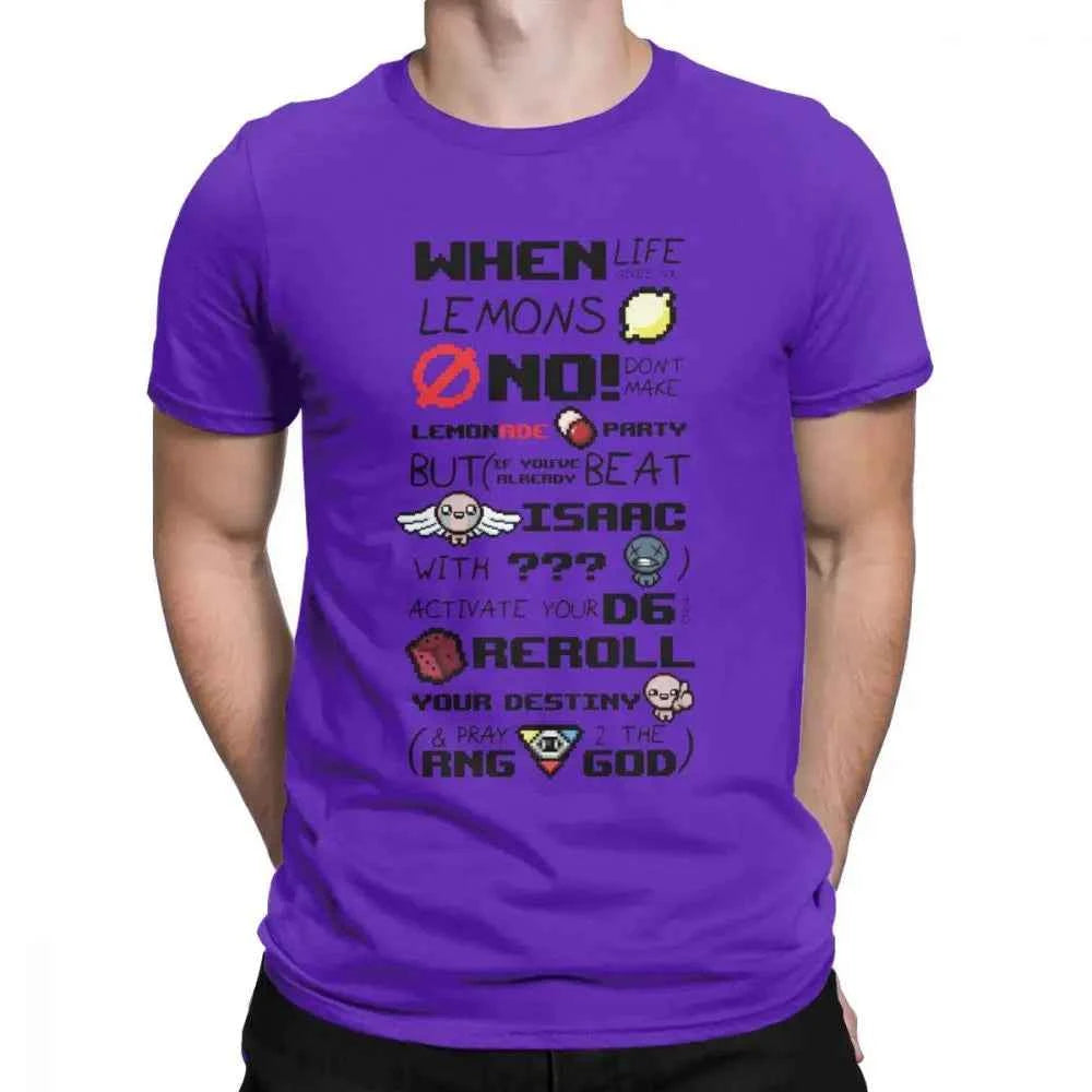 Funny The Binding Of Isaac T Shirts for  Men T Shirts When Life Gives You Lemons  Tee Shirts