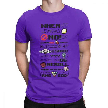 Funny The Binding Of Isaac T Shirts for  Men T Shirts When Life Gives You Lemons  Tee Shirts