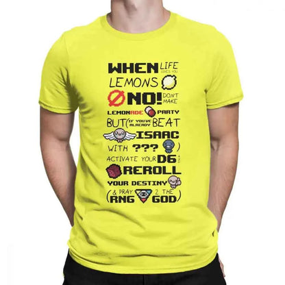 Funny The Binding Of Isaac T Shirts for  Men T Shirts When Life Gives You Lemons  Tee Shirts