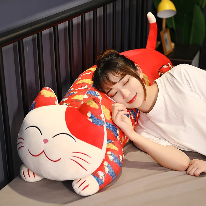 Giant Lying Cat Plush Toy – Kawaii Long Cat Body Pillow Stuffed Animal