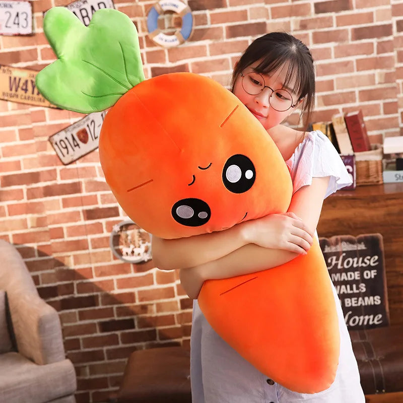 Smile Carrot Plush Pillow – Cute Vegetable Stuffed Toy