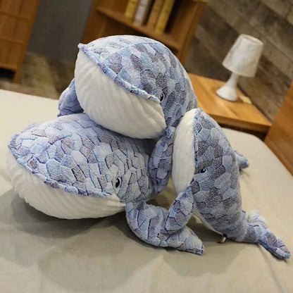 Kawaii Giant Blue Whale Plush Pillow - Soft Stuffed Ocean Animal Hug Cushion and Gift, 5 Sizes