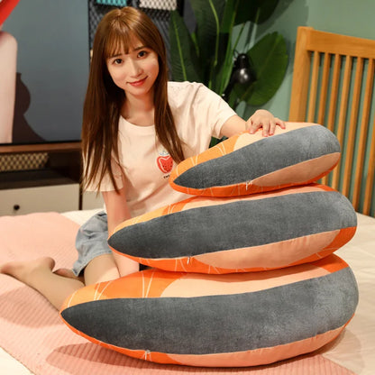 Funny Salmon Fillet Plush Pillow – Kawaii Stuffed Salmon Slice Cushion