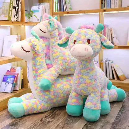 Kawaii Rainbow Sika Deer Plush Toy – Cute Giant Deer Stuffed Animal Pillow