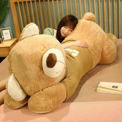 Giant Lying Sweater Bear Plush Toy (31.5/39.4 in) - Soft Stuffed Pillow Xmas Gift