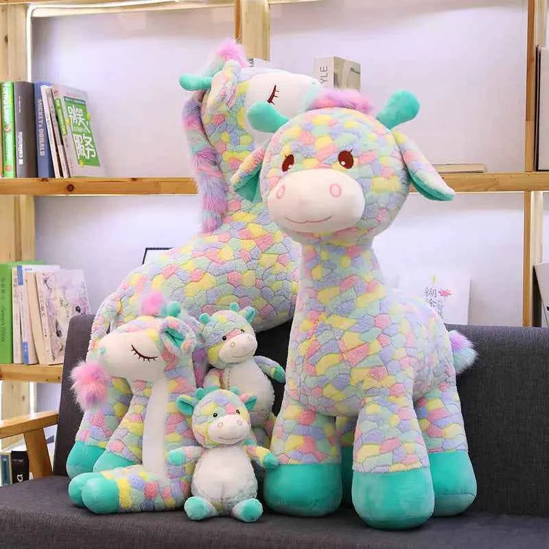 Kawaii Rainbow Sika Deer Plush Toy – Cute Giant Deer Stuffed Animal Pillow