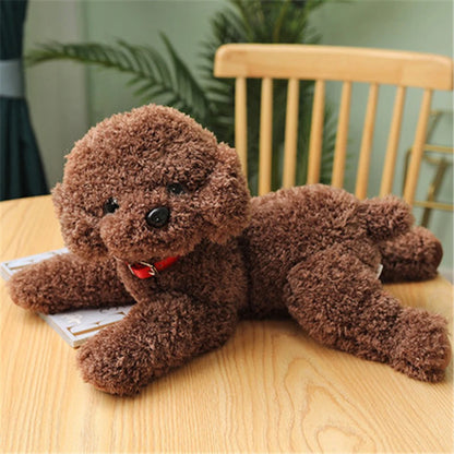 Realistic Teddy Dog Plush Toy – Soft Puppy Stuffed Animal Dark Brown C