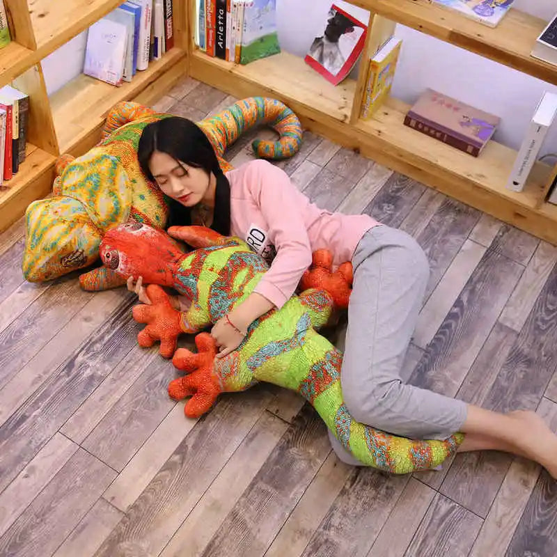 Realistic Lizard & Chameleon Plush Toy – Giant Reptile Stuffed Animal Pillow