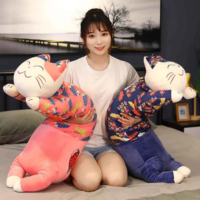 Giant Lying Cat Plush Toy – Kawaii Long Cat Body Pillow Stuffed Animal