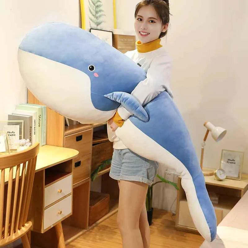 Giant Blue Whale Plush Toy (19.7-59.1 in) - Soft Sea Animal Stuffed Doll Birthday Gift