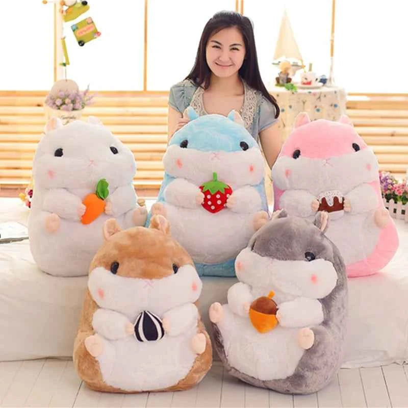 28/38/55CM Interesting Series Cute Cartoon Holding Snacks Hamster Plush Toy Mouse Dolls Bedroom Decoration Girl Birthday Gift