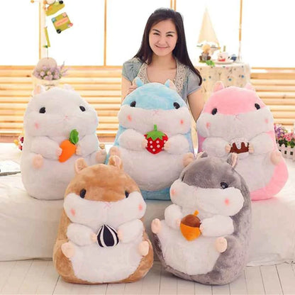 28/38/55CM Interesting Series Cute Cartoon Holding Snacks Hamster Plush Toy Mouse Dolls Bedroom Decoration Girl Birthday Gift