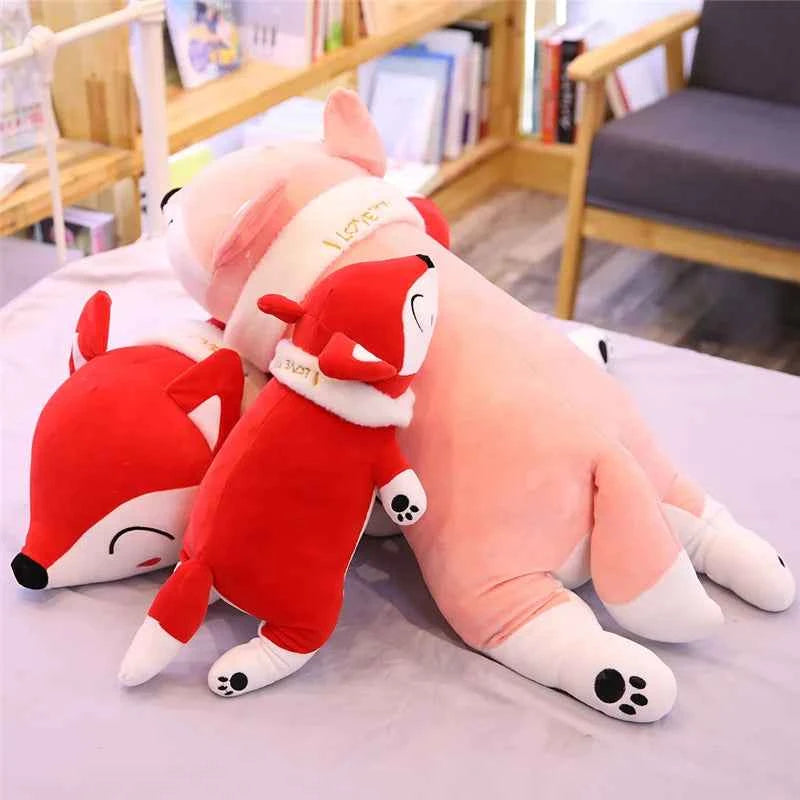 Kawaii Fox Plush Doll - Soft Stuffed Animal Pillow and Gift, 3 Colors and 5 Sizes