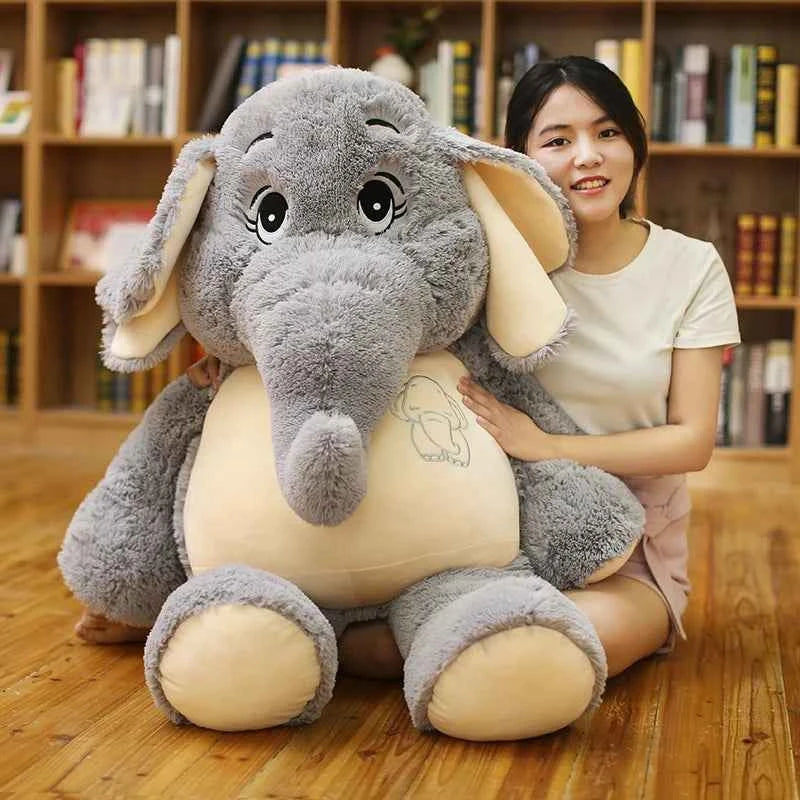Giant Grey Elephant Plush Toy (15-38.6 in) - Big Flappy Ears Stuffed Animal Christmas Gift