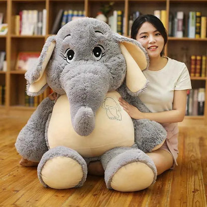 Giant Grey Elephant Plush Toy (15-38.6 in) - Big Flappy Ears Stuffed Animal Christmas Gift