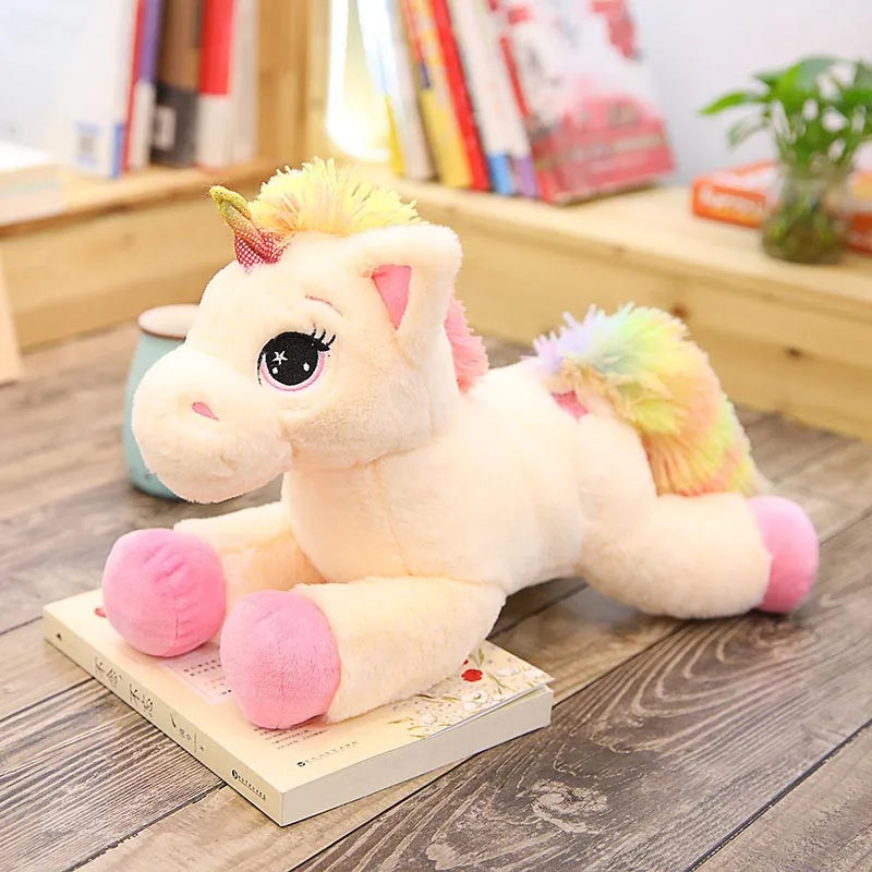 Rainbow Unicorn Plush Toy – Soft Kawaii Stuffed Animal Pillow Pink