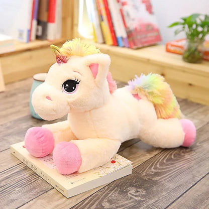 Rainbow Unicorn Plush Toy – Soft Kawaii Stuffed Animal Pillow Pink
